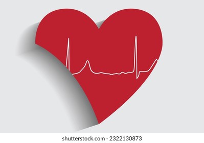 Bie red heart shape with white heartbeat inside it