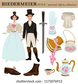 Biedermeier old German Austrian vector clothes style