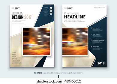 Biege Brochure design with triangles. Corporate business template for Annual Report, Catalog or Magazine. Layout with abstract triangular background. Modern creative poster or flyer concept