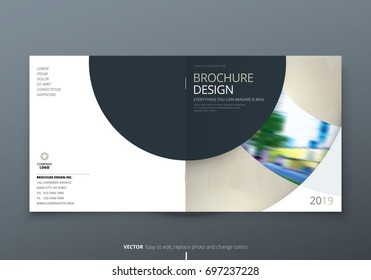 Biege corporate business rectangle template brochure, report, catalog, magazine. Brochure layout modern circle shape abstract background. Creative brochure vector concept