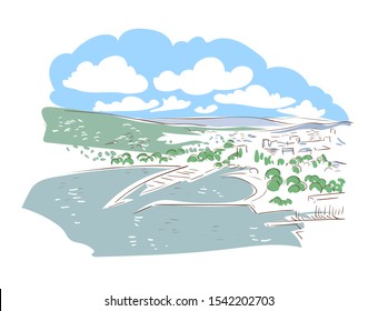 Biel Bienne Switzerland Europe vector sketch city illustration line art