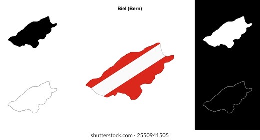 Conjunto de mapa de contorno en blanco de Biel