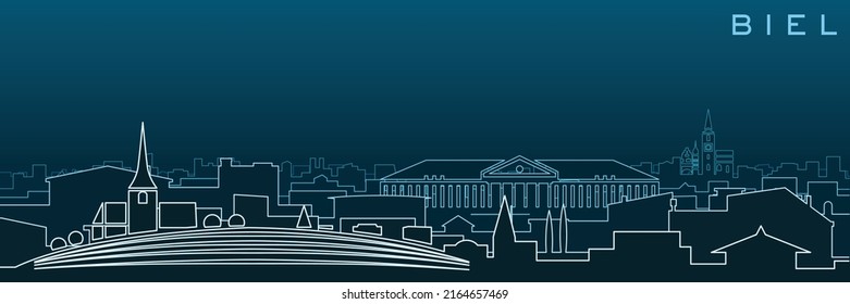 Biel Multiple Lines Skyline and Landmarks