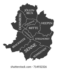 Bielefeld city map Germany DE labelled black illustration