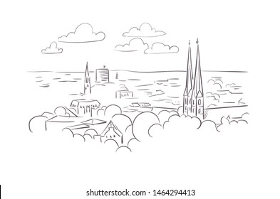 Bielefeld Germany Europe vector sketch city illustration line art