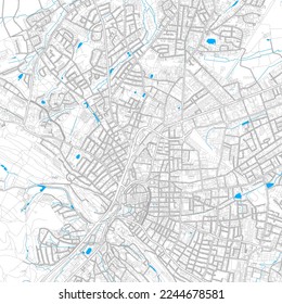 Bielefeld, North Rhine-Westphalia, Germany high resolution vector map with editable paths. Bright outlines for main roads. Use it for any printed and digital background. 