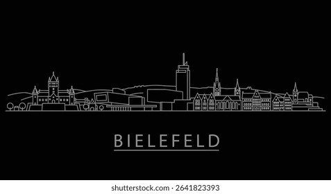 Bielefeld Skyline Outline with Minimalist Black.
