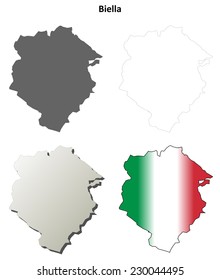 Biella blank detailed outline map set