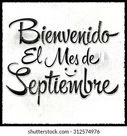 Bienvenido el mes de Septiembre - Welcome September spanish text, vector lettering message