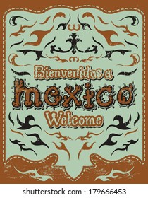 Bienvenidos a Mexico - Welcome to Mexico Spanish text - vector illustration