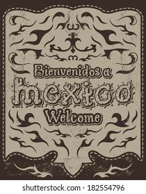 Bienvenidos a Mexico - Welcome to Mexico Spanish text - vector illustration