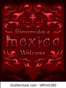 Bienvenidos a Mexico - Welcome to Mexico Spanish text - vector illustration