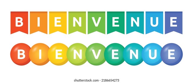 Bienvenue text for welcome in French language colorful design banner vector illustration.