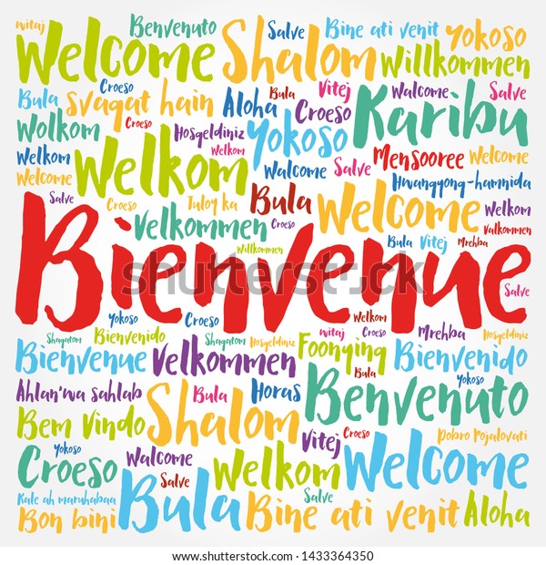 Bienvenue Welcome French Word Cloud Different Stock Vector Royalty Free