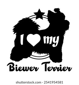 Biewer Terrier Hund Silhouette, ich liebe meinen Hund, Hund, Hunderassen, Logo, Vektor, Silhouette, Tier, Illustration, Symbol, Zeichen, schwarz, Haustier,