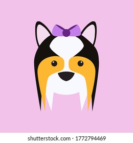 Biewer yorkshire terrier icon in vector. Patti yorkie symbol for social media. Dog with long hair logo.