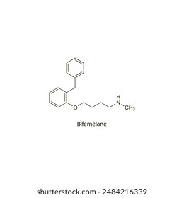 Bifemelane estructura esquelética plana fármaco inhibidor de la MAO utilizado en el tratamiento de la demencia. Ilustración vectorial diagrama científico.