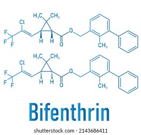 Bifenthrin insecticide molecule (pyrethroid class). Skeletal formula.