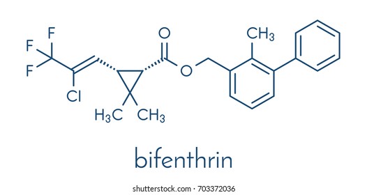 Bifenthrin insecticide molecule (pyrethroid class). Skeletal formula.