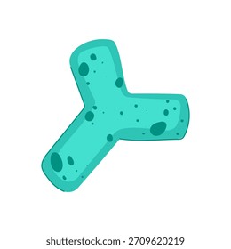 Bifidobacterium cartoon cell growing, symbolizing gut health, probiotic bacteria, and the complex ecosystem of the human microbiome for medical and wellness concepts
