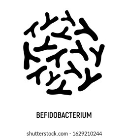 Bifidobacterium Icon. Probiotic Concept Logo and Label. Health Research Symbol, Icon and Badge. Simple and Black Vector illustration.