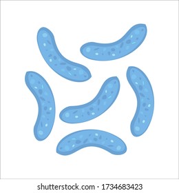 Bifidobacterium, Lactobacillus Bifidus Symbol. Can Be Used For Yoghurt Web Banner. Medical, Microbiology,fermentation Concept. Stock Vector Illustration Isolated On White Background In Flat Cartoon