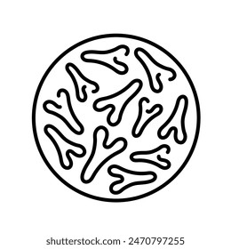 Bifidobacterium line black icon. Microscopic probiotics. Sign for web page, mobile app, button, logo. Vector isolated button. Editable stroke.