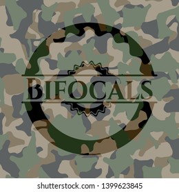 Bifocals on camo pattern. Vector Illustration. Detailed.