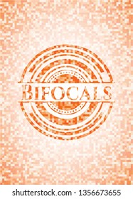 Bifocals orange mosaic emblem with background