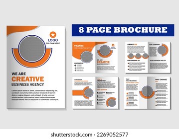 Bi-Fold 8 Pages Corporate Business Brochure Template Design. Company profile 8 page bi-fold brochure template.