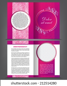Bi-fold beauty violet print template brochure design