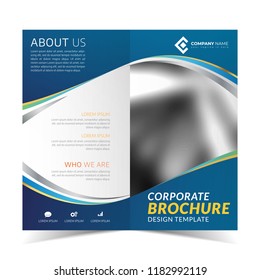 Bi-fold blue shapes flyer design template