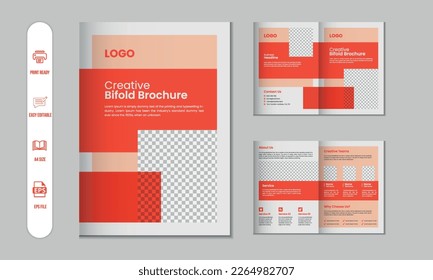 Bifold brochure and company profile, flyer, magazine, annual report, portfolio a4 size template design
