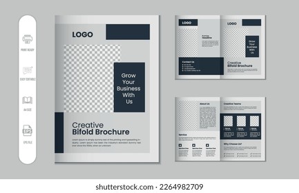 Bifold brochure and company profile, flyer, magazine, annual report, portfolio a4 size template design
