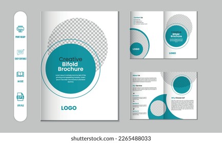 Bifold brochure, company profile, flyer, magazine, annual report, portfolio a4 size template design
