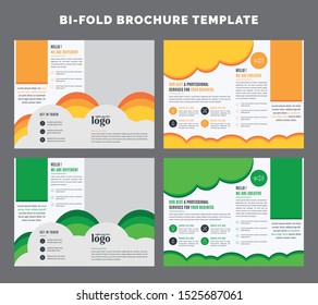 Bi-fold brochure creative design. Multipurpose template with cover, back and inside pages. Trendy minimalist flat geometric design. Vertical a4 format.