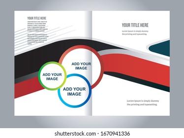 Bi-fold brochure creative design. Multipurpose template with cover, back and inside pages