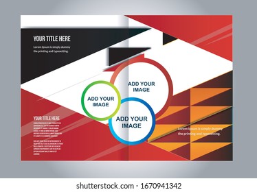 Bi-fold brochure creative design. Multipurpose template with cover, back and inside pages