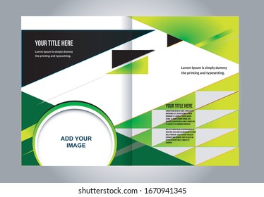 Bi-fold brochure creative design. Multipurpose template with cover, back and inside pages