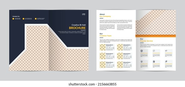 Bi-fold brochure creative design. Report template and presentations