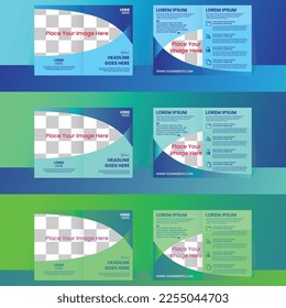 Bi-Fold Brochure Design For Corporate Business, And It Can be Used in School, College, University, Medical, Fitness Etc. 3 Color Variations Blue, Pure Cyan Lime Green, Free Speech Green.