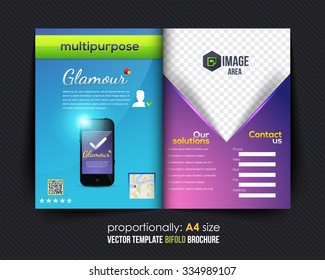 Bi-Fold Brochure Design. Corporate Leaflet, Cover Template