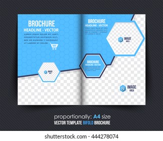 Bi-Fold Brochure Design. Corporate Leaflet, Clean Cover Template