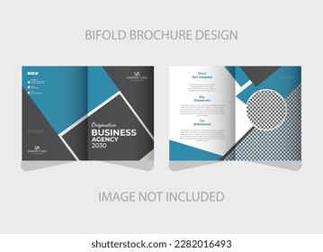 Bifold Brochure Design Template with geometric and organic shape
