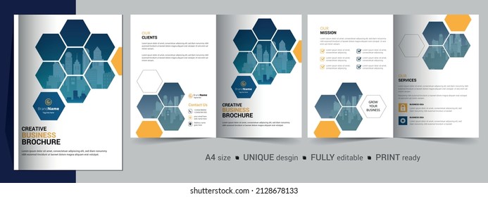 Bifold Brochure Design Template for Your Company, Corporate, Business, Advertising, Marketing, Agency, and Internet business.