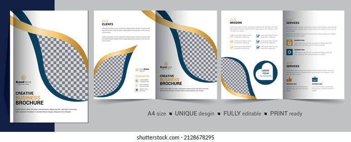 Bifold Brochure Design Template for Your Company, Corporate, Business, Advertising, Marketing, Agency, and Internet business.