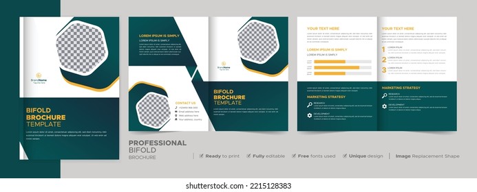 Bifold Brochure Design Template for Your Company, Corporate, Business, Advertising, Marketing, Agency, and Internet Business.