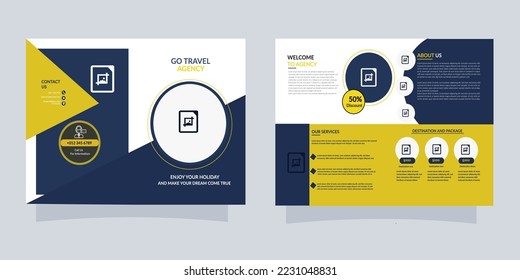 Plantilla de diseño de folletos biplios para su empresa, empresa, negocio, publicidad, marketing, agencia de viajes y negocios de Internet.