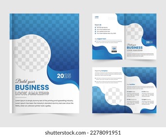 Bifold Brochure Design Template for your Company, Corporate, Business, Advertising, Marketing, Agency