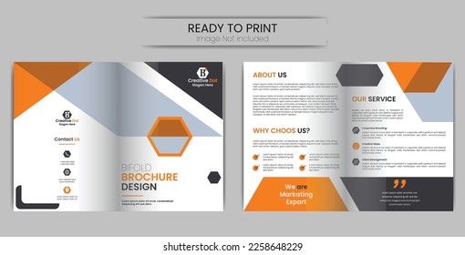 Bi-fold brochure design, theme, template for your company, corporate, business, advertising, marketing, agency and internet business.